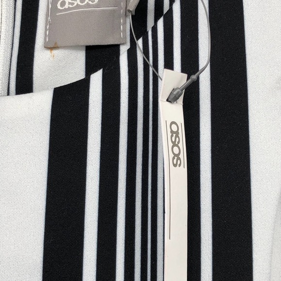 NWT Asos Dress Midi Stripe Tulip Hem Sleeveless Crewneck Black White Size 8 - Picture 9 of 12